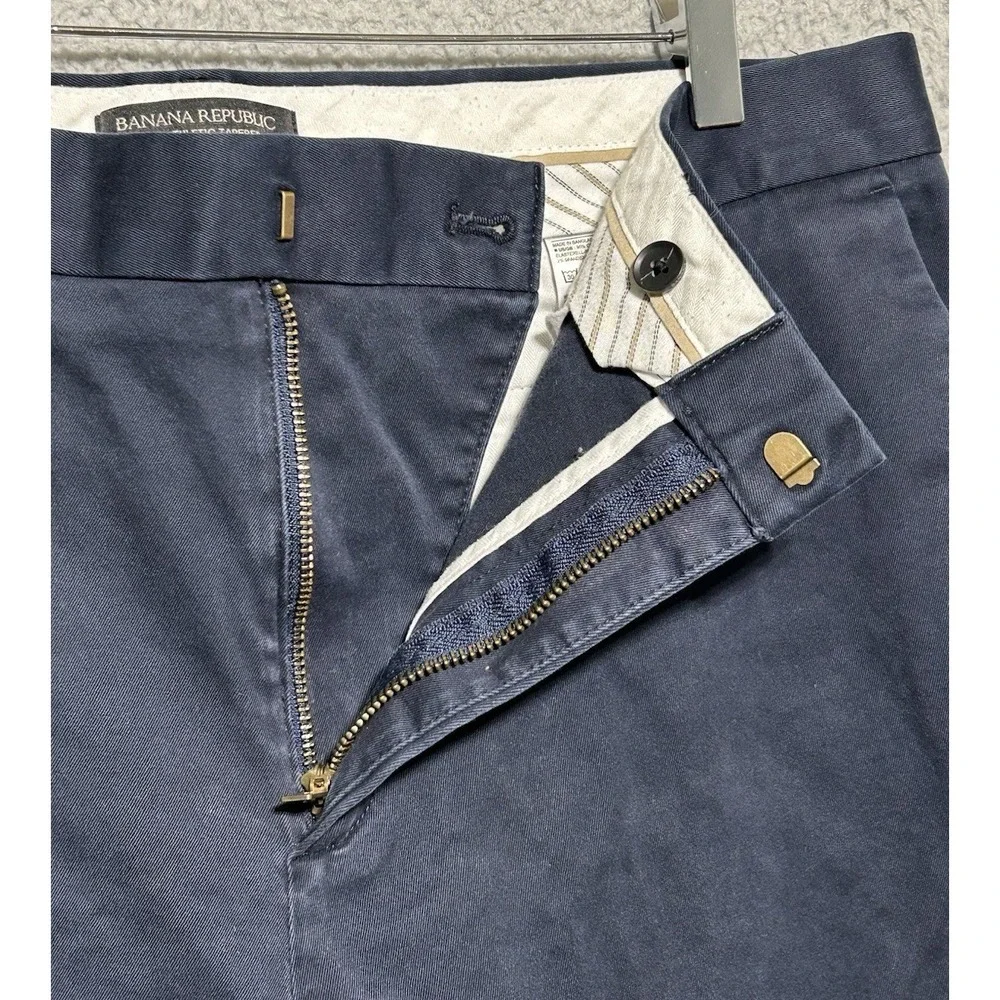 Banana Republic‎ Mason Athletic Tapered Fit Chinos Mens 35x32 Blue Pants Cotton